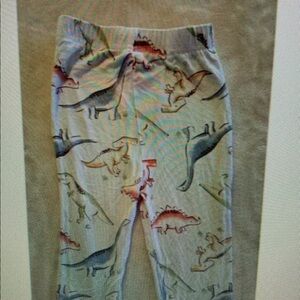 Kids Dinosaur Print Pajama Pants - White with Multicolor Dinosaurs